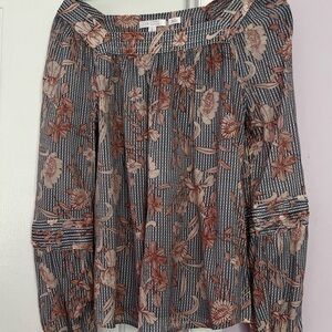 Lauren Conrad square neck long sleeve 
Smocked blouse